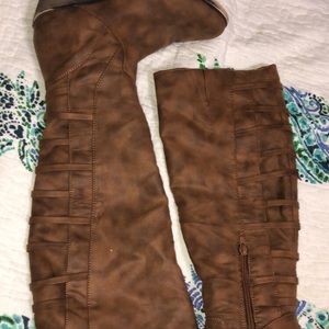 Brown knee high boots